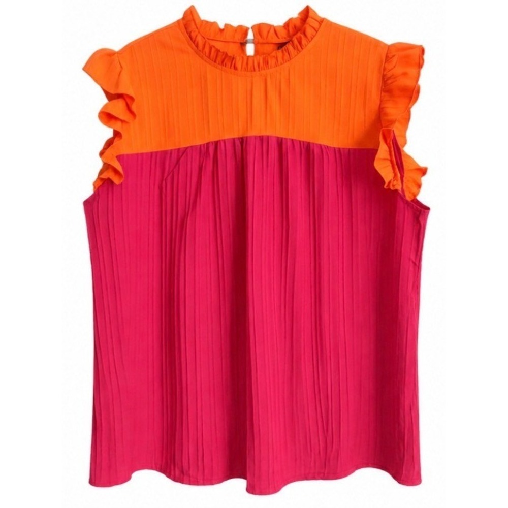 Emery Rose Colorblock Ruffle Blouse 4X NWT Orange Pink Plus Size Boho
